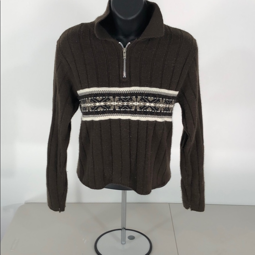 Quarter zip pullover sweater.